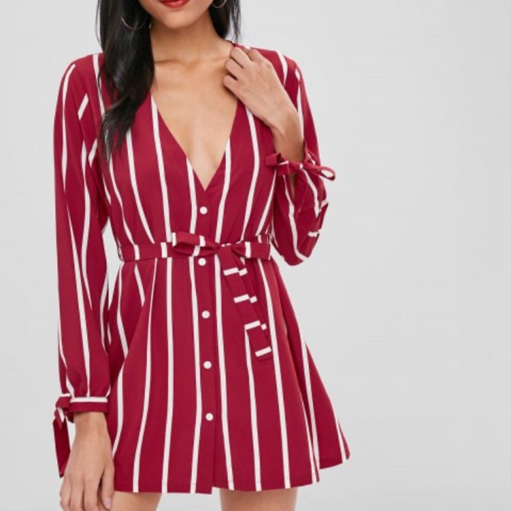 NWOT Red Long Sleeve Romper